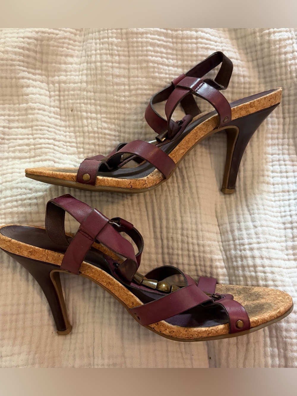Kenneth Cole Reaction Women’s Strappy Burgundy Heeled Sandals SZ 8.5